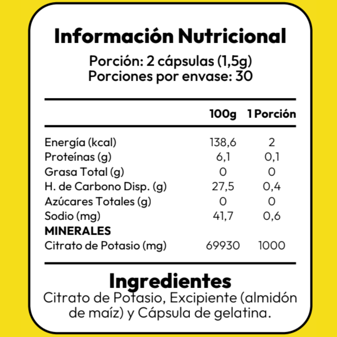 Citrato de Potasio - 60 Capsulas