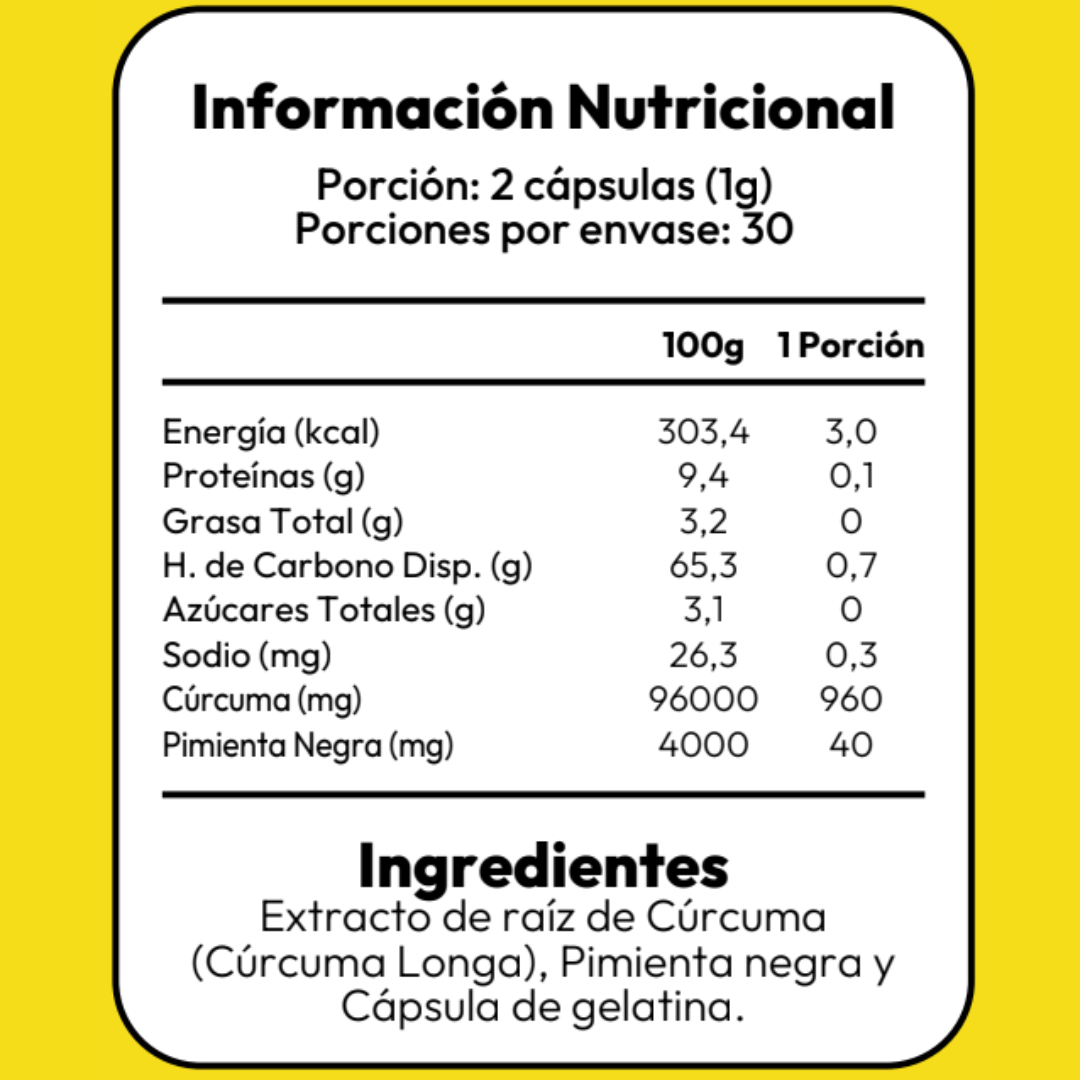 Curcuma + Pimienta - 60 Capsulas