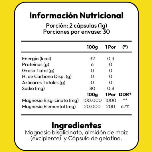 Magnesio Bisglicinato - 60 Capsulas
