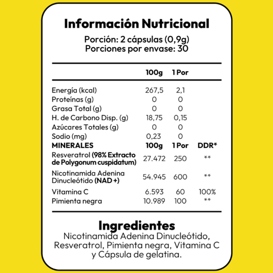 Resveratrol + NAD - 60 Capsulas