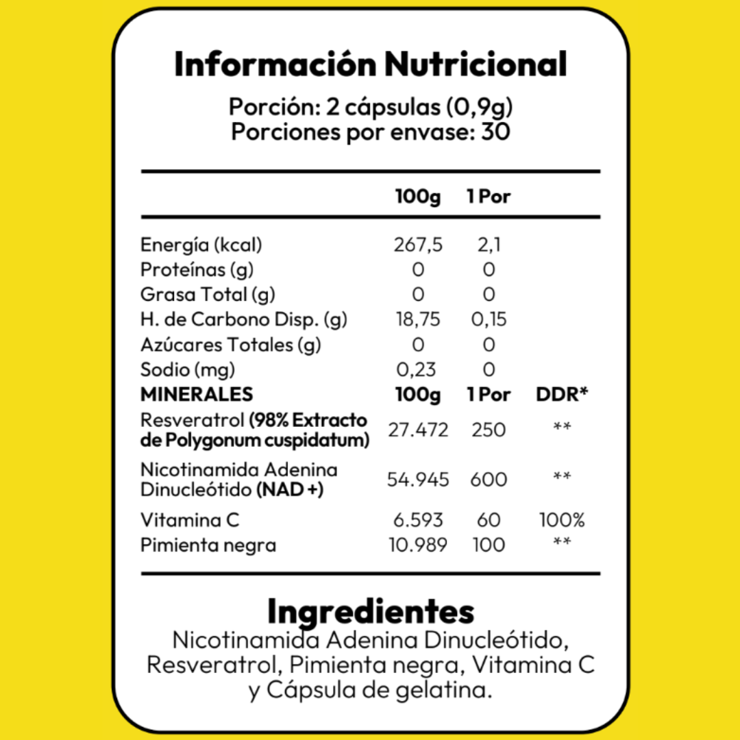 Resveratrol + NAD - 60 Capsulas
