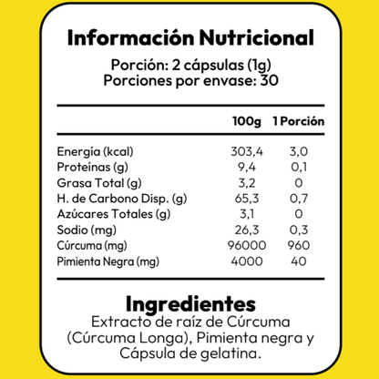 Curcuma + Pimienta - 60 Capsulas