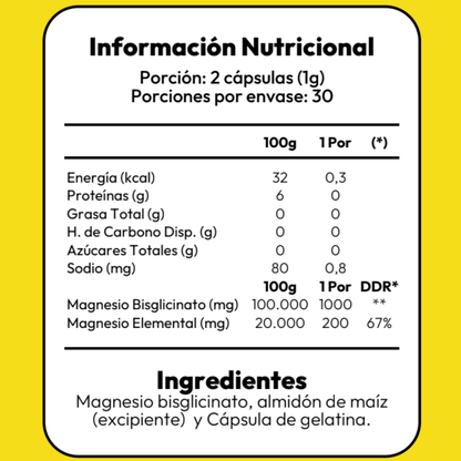 Magnesio Bisglicinato - 60 Capsulas