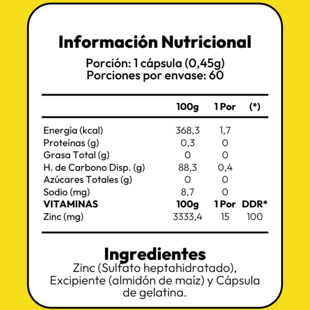 Zinc - 60 Capsulas