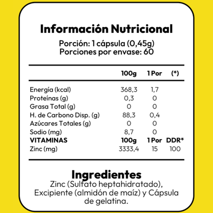 Zinc - 60 Capsulas