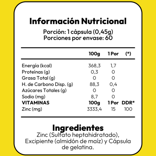 Zinc - 60 Capsulas