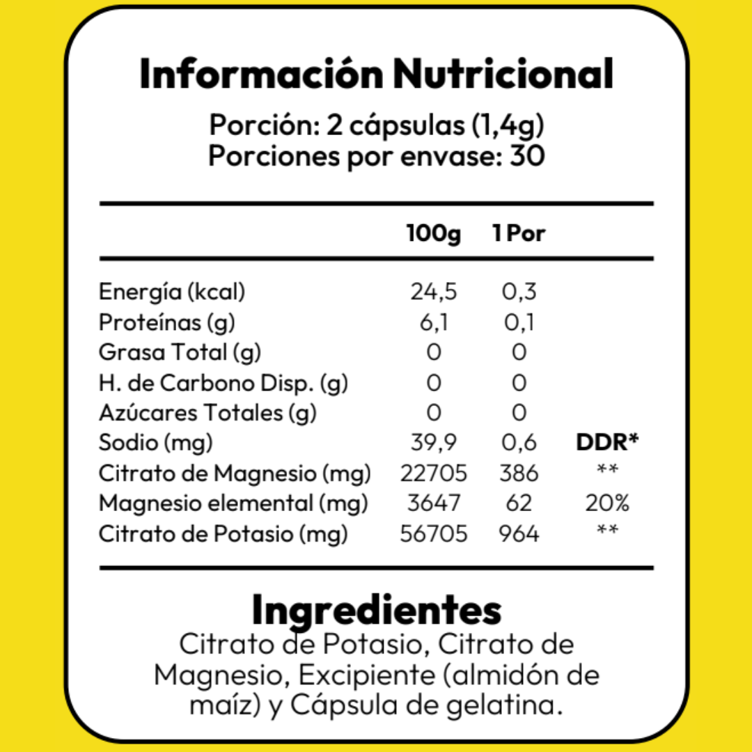 Citrato Magnesio + Potasio - 60 Capsulas