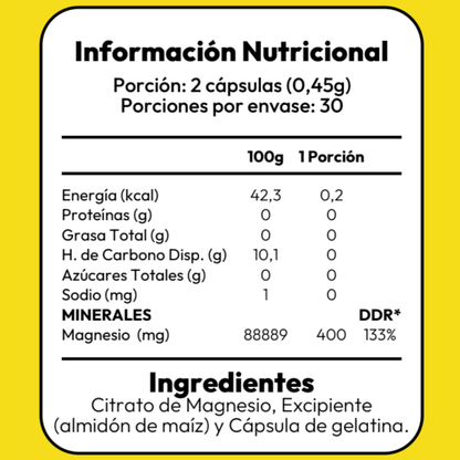 Citrato de Magnesio - 60 Capsulas