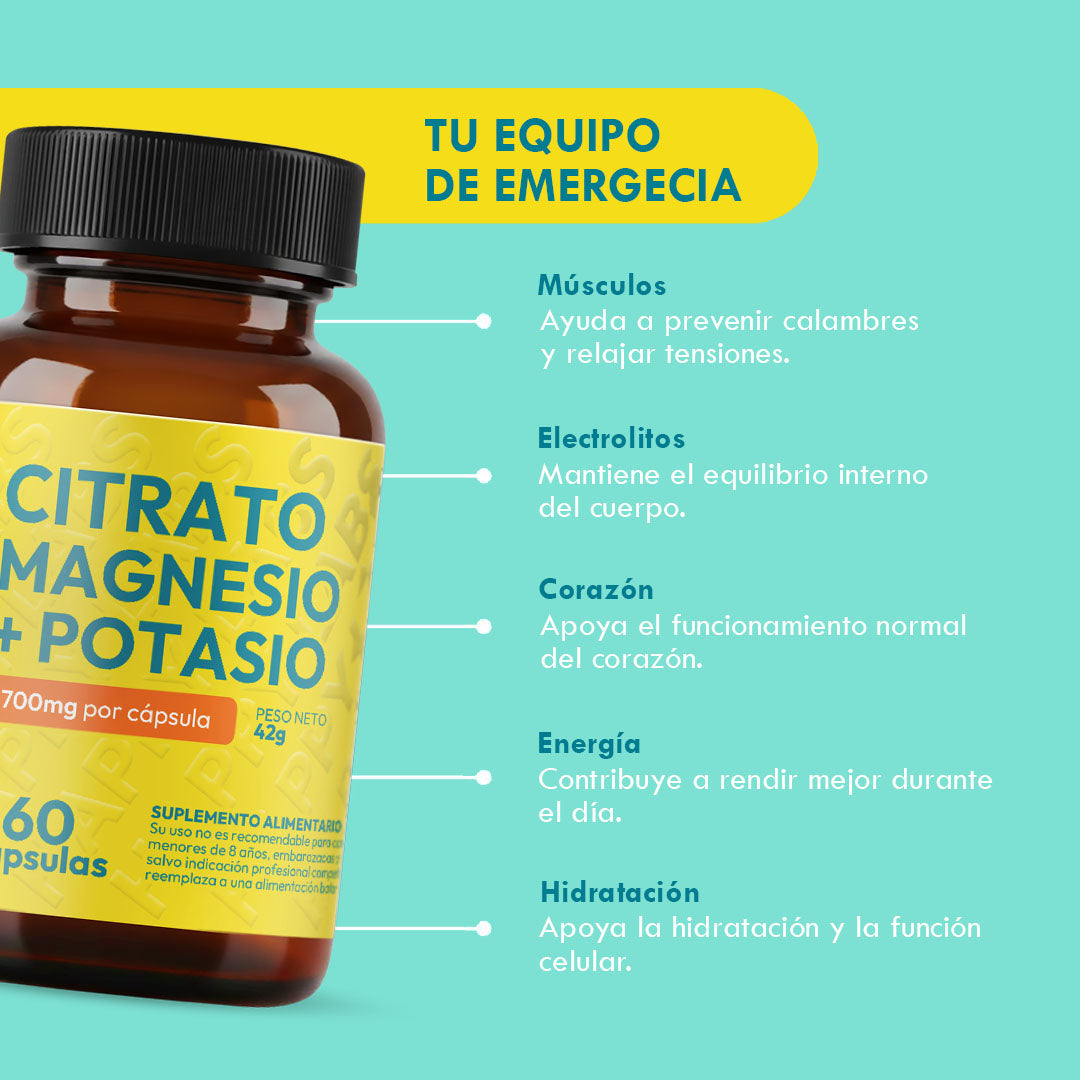 Citrato Magnesio + Potasio - 60 Capsulas