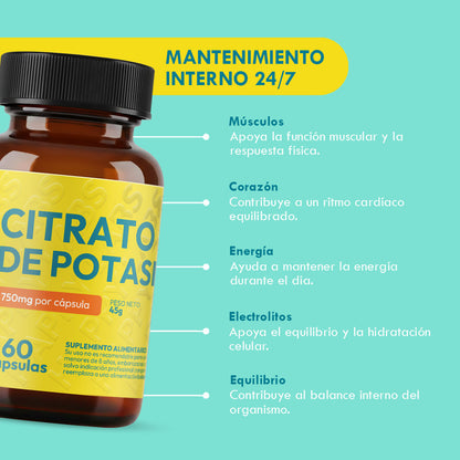 Citrato de Potasio - 60 Capsulas