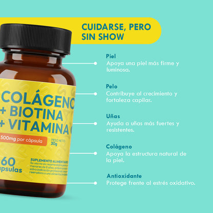 Biotina + Colageno + Vitamina C - 60 Capsulas