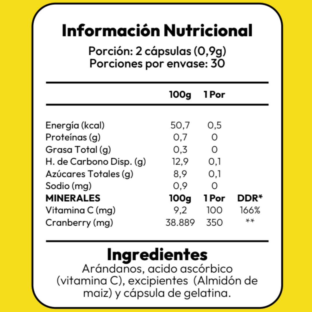 Cranberry + Vitamina C - 60 Capsulas