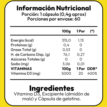 Vitamina D3 - 60 Capsulas